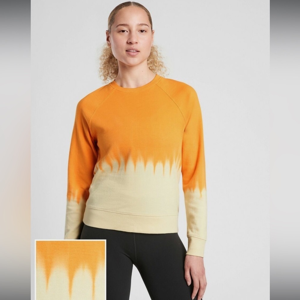 🔥Athleta - Mustard Yellow Dip Dye Sundown Sweatshirt - 1X
